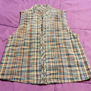 CHRISTOPHER & BANKS Zip Up Vest jacket sz M  plaid